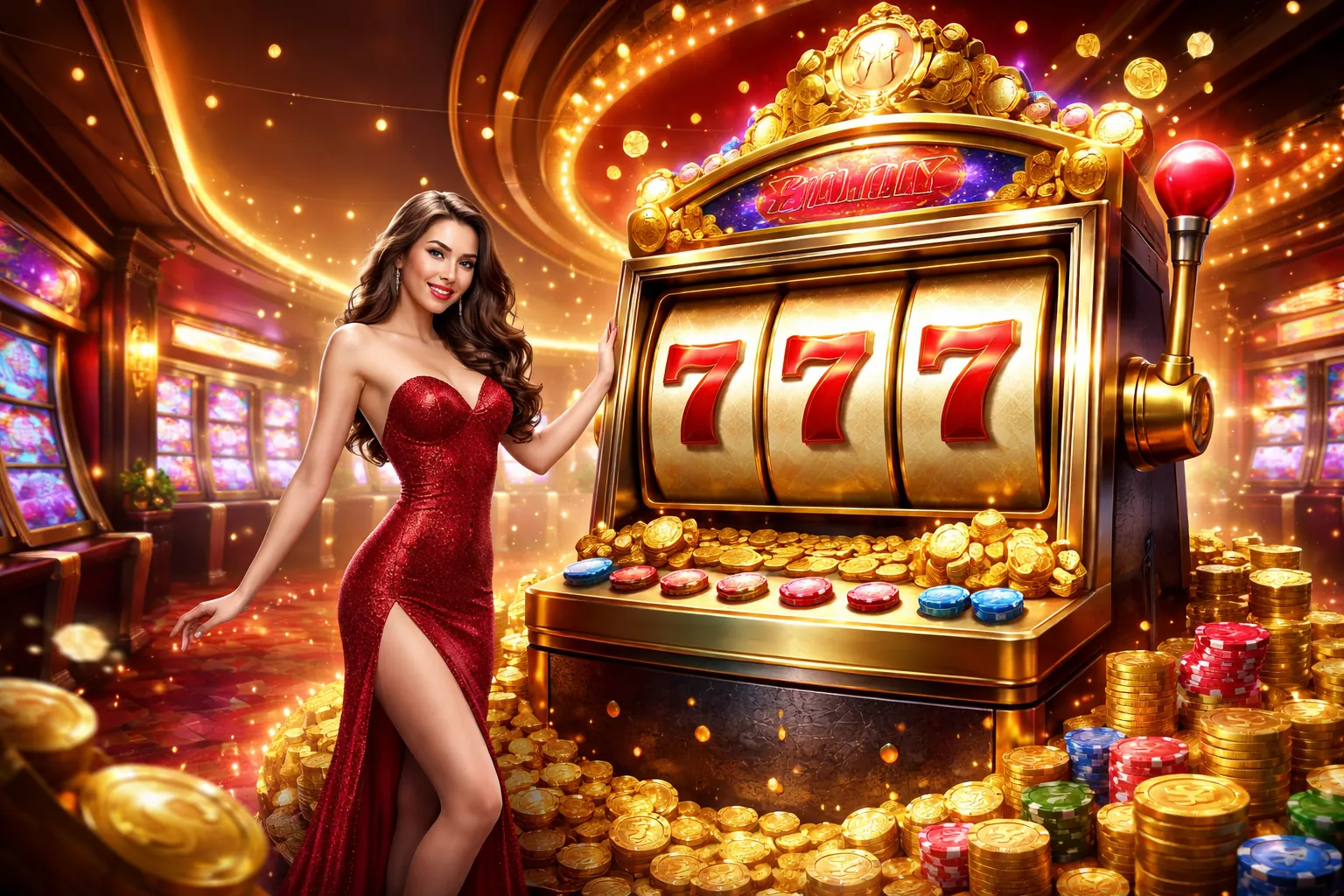 Giao diện trò chơi Slot Machine sôi động tại MCW678, với biểu tượng chiến thắng và tiền thưởng hấp dẫn.